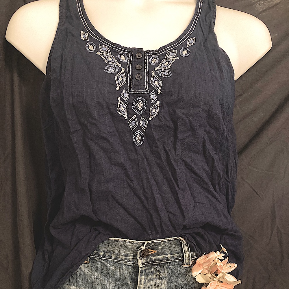 Faded glory navy tank/dress shirt